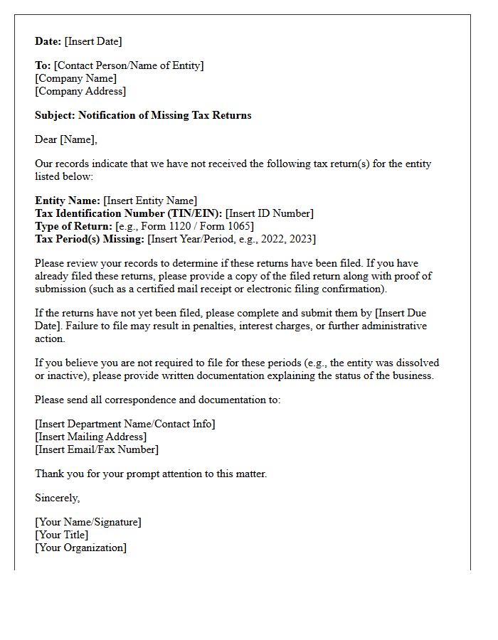 Identification Of Missing Corporate Or Partnership Tax Returns