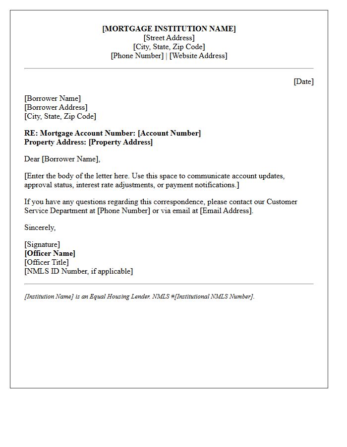 Mortgage Institution Official Letterhead