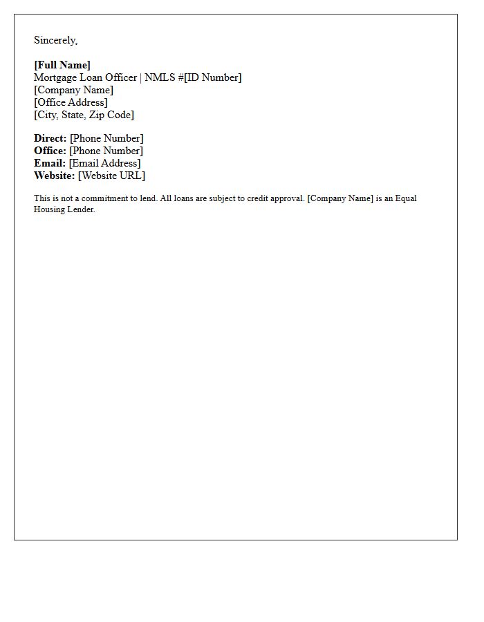 Mortgage Loan Officer Signature And Contact Information