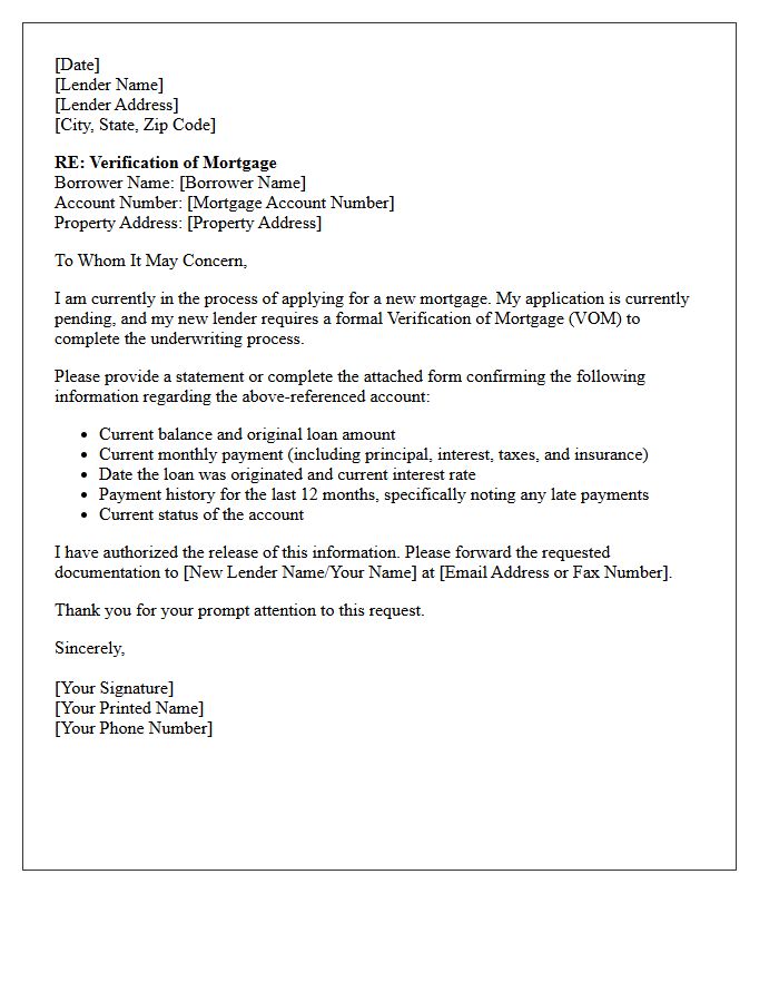 Pending Mortgage Application Letter: Verification of Mortgage Needed