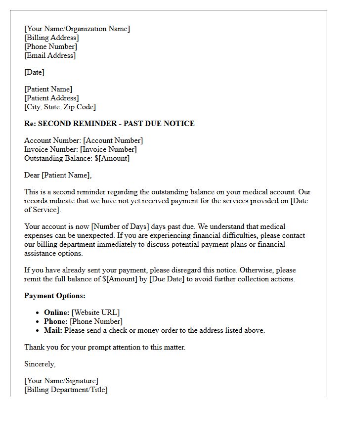 Delinquent Medical Bill Second Reminder Letter