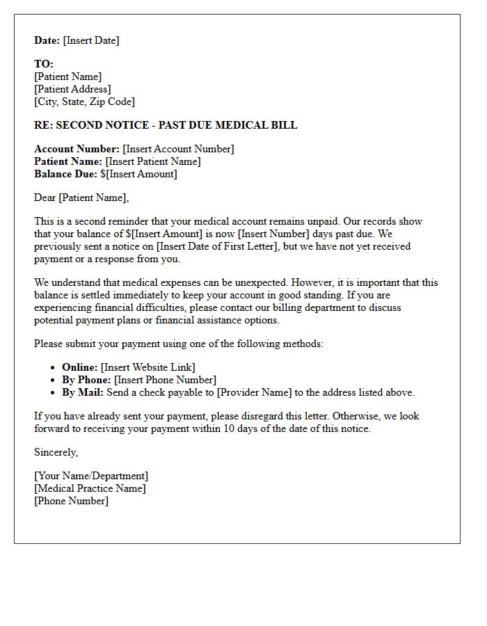 Second Reminder Collection Letter for Medical Expenses