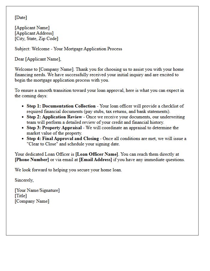 Complete Mortgage Application Process Welcome Letter