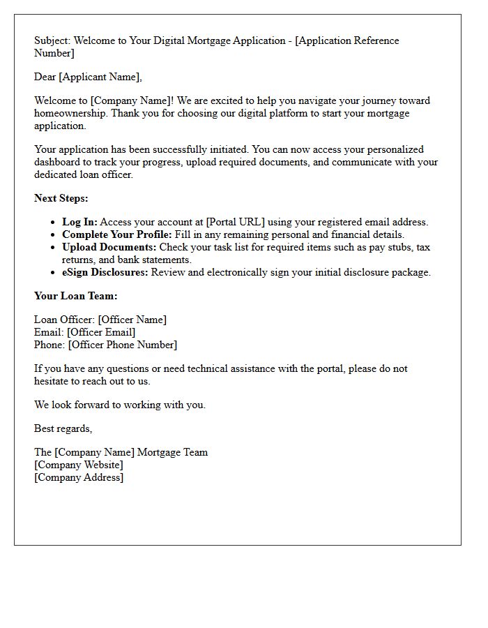 Digital Mortgage Application Welcome Letter