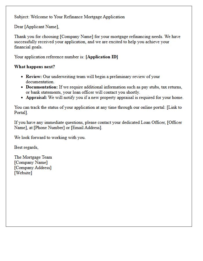 Welcome to the Refinance Mortgage Application Letter