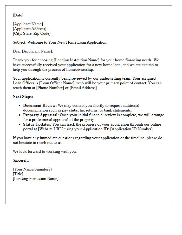 Welcome to Your New Home Loan Application Letter
