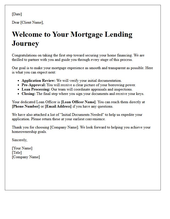 Your Mortgage Lending Journey Welcome Letter