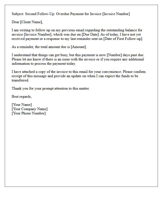 Second Follow-Up Letter For Delinquent Freelance Payment