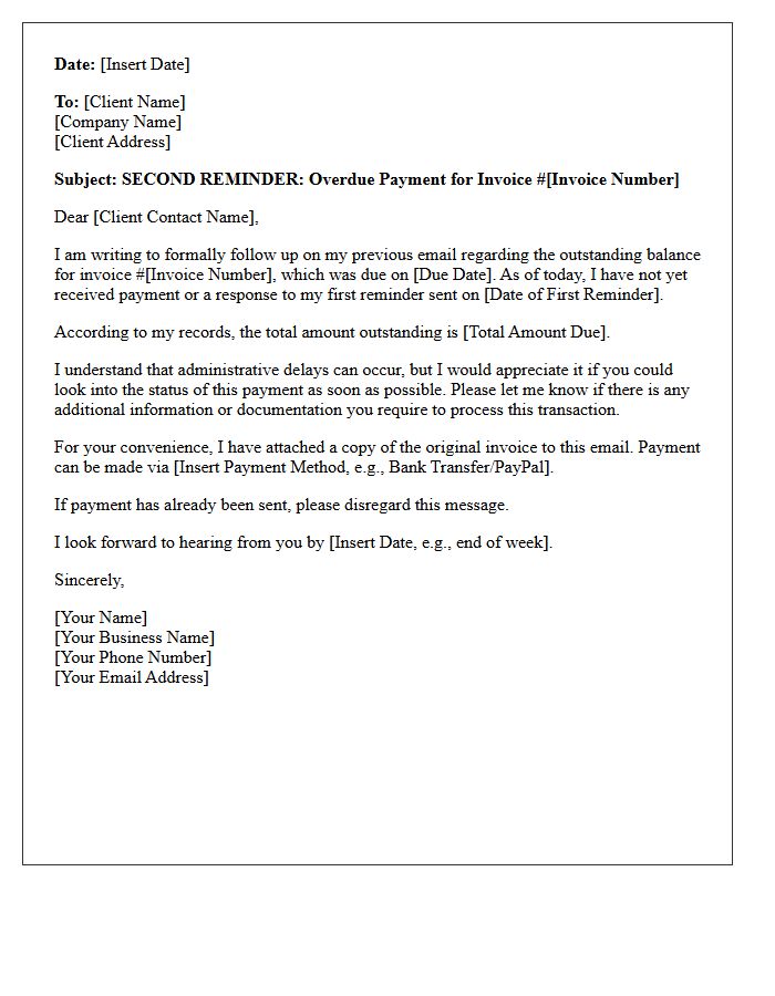 Second Reminder Letter For Unpaid Freelance Services