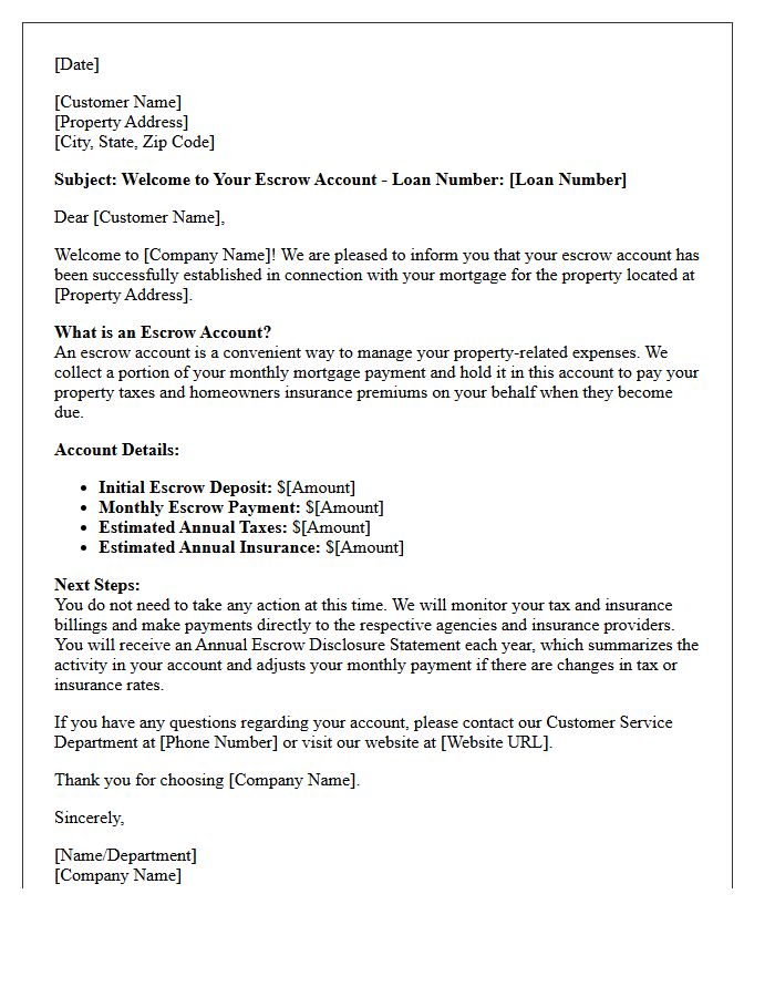 Welcome to Your Escrow Account Letter