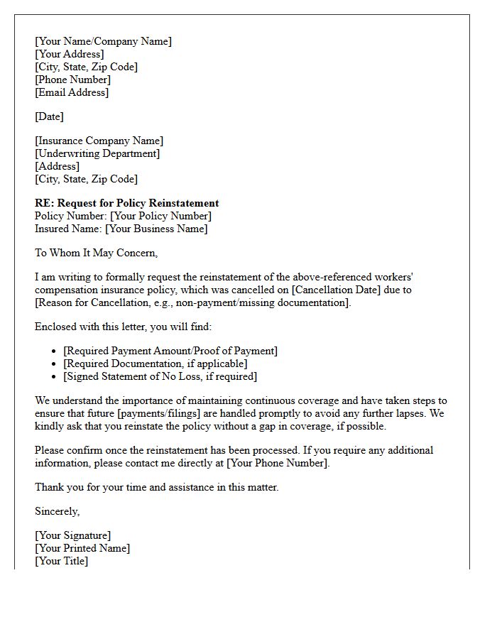 Workers Compensation Policy Reinstatement Letter
