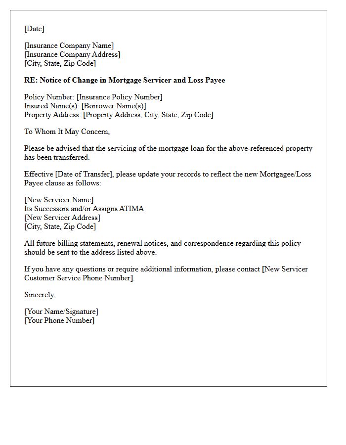 Transfer Of Servicing Hazard Insurance Update Letter