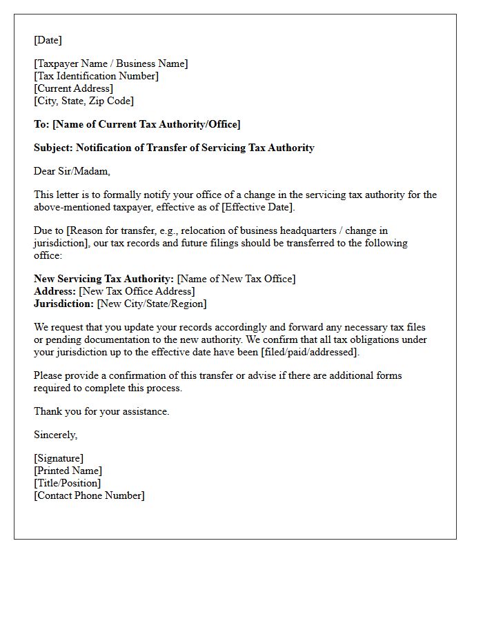 Transfer Of Servicing Tax Authority Notification Letter