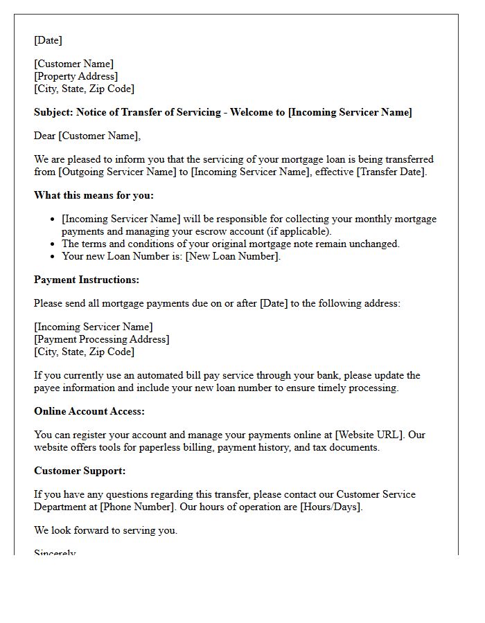 Welcome Letter from Incoming Servicer