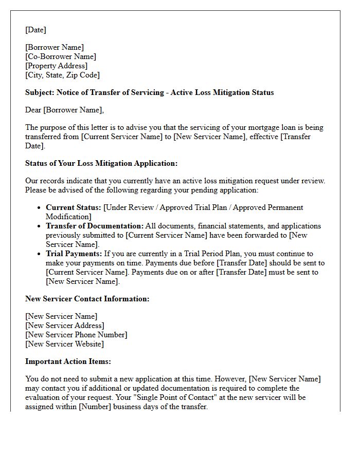 Active Loss Mitigation Account Transfer Notification Letter