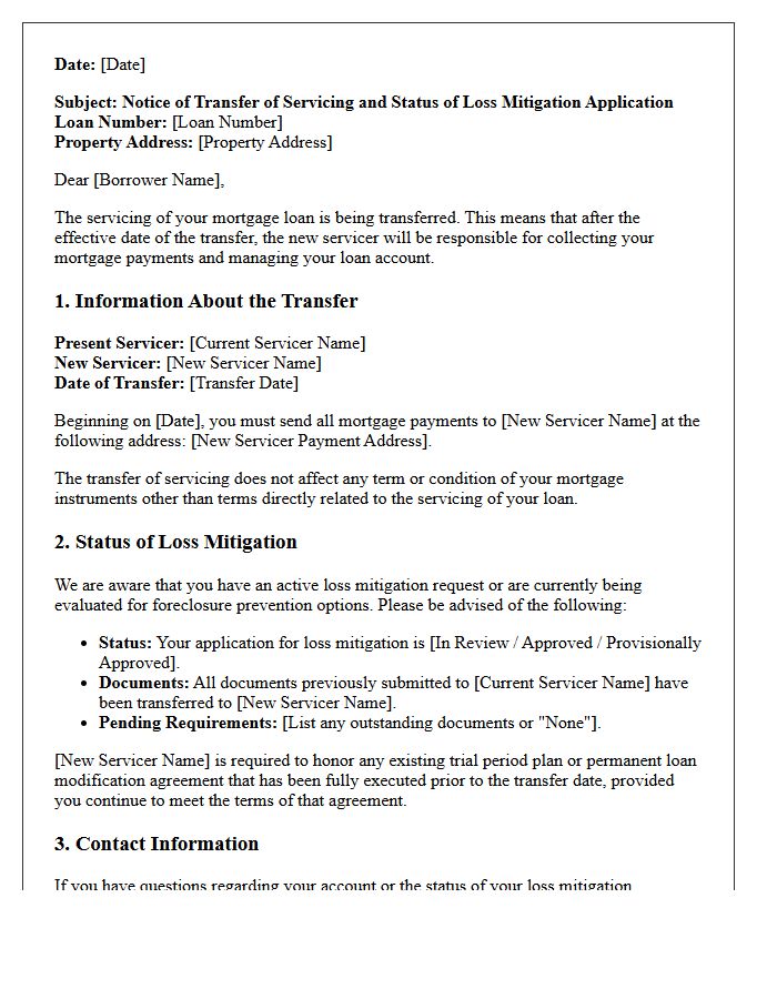 Joint Notice of Servicing Transfer and Loss Mitigation Letter