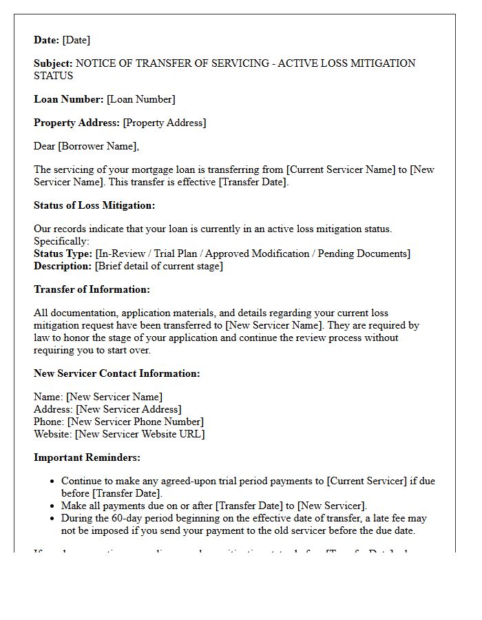 Prior Servicer Active Loss Mitigation Goodbye Letter
