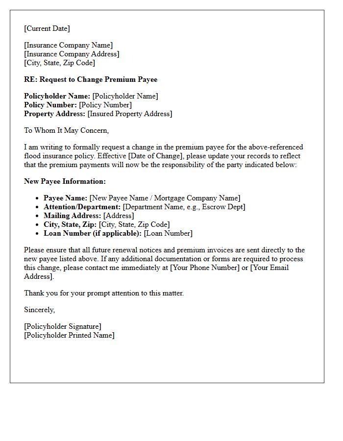 Flood Insurance Premium Payee Change Letter
