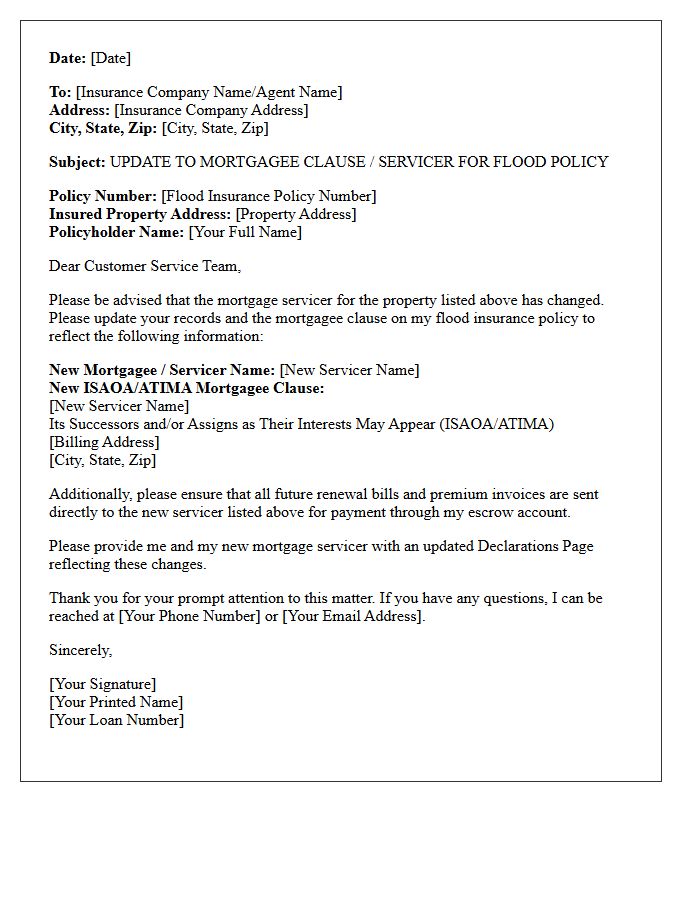 Flood Policy Escrow Servicer Update Letter