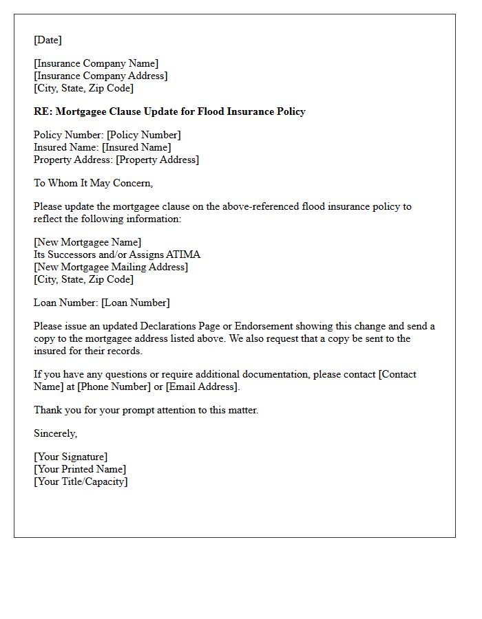 Flood Policy Mortgagee Clause Update Letter