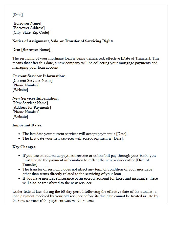 Lender Servicing Transfer Announcement Letter