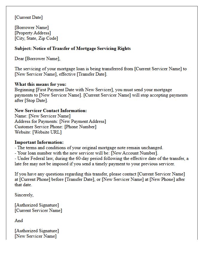 Transfer Of Mortgage Servicing Rights Letter