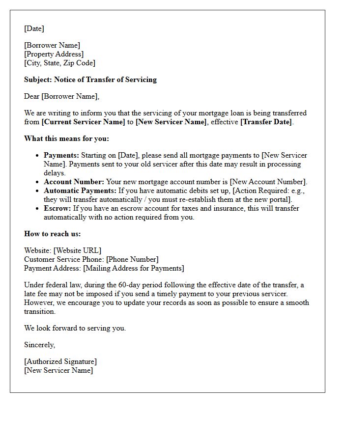 New Mortgage Servicer Introduction Letter