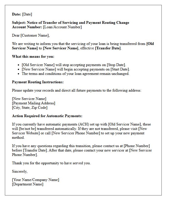 Prior Servicer Goodbye and Payment Routing Change Letter