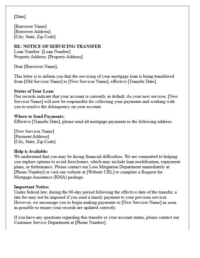 New Servicer Introduction Letter for Defaulted Loan