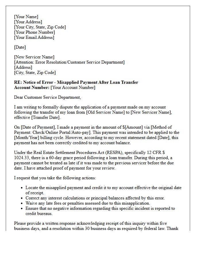Misapplied Payment Post-Transfer Correction Letter