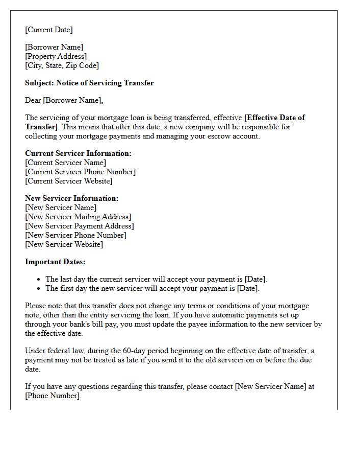 Effective Date Of Servicing Transfer