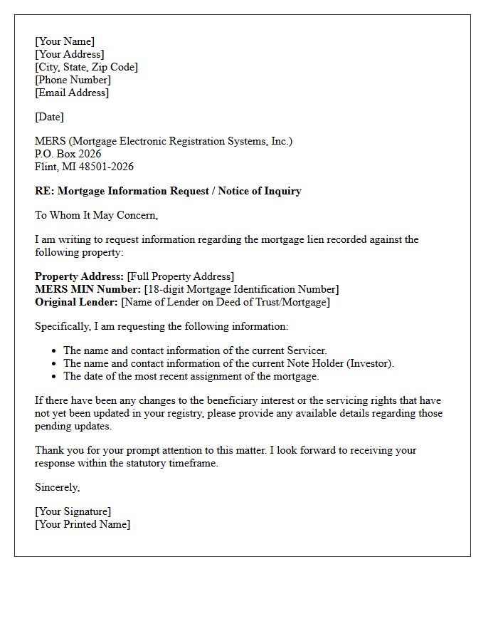 Mortgage Electronic Registration Systems Department Address