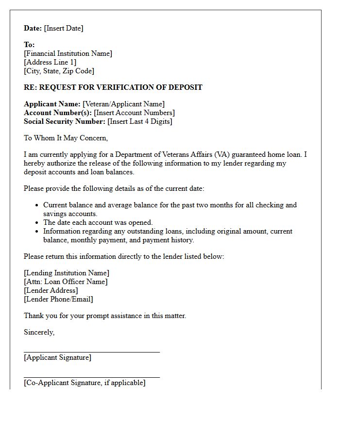 Veterans Affairs Verification Of Deposit Letter