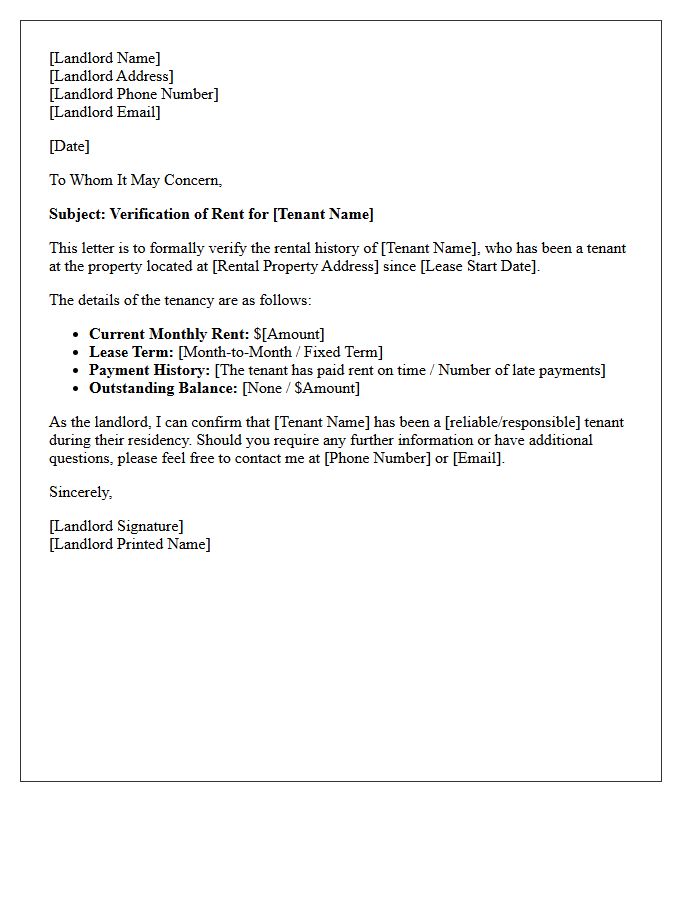 Private Landlord Verification Of Rent Letter