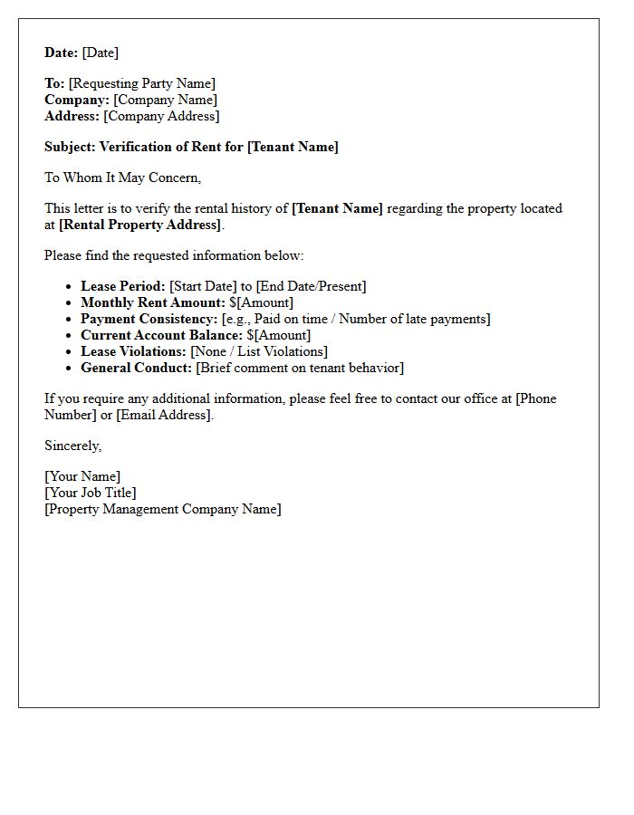 Property Management Verification Of Rent Letter