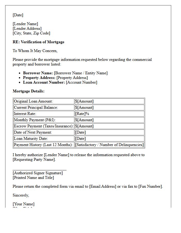 Commercial Verification Of Mortgage Letter