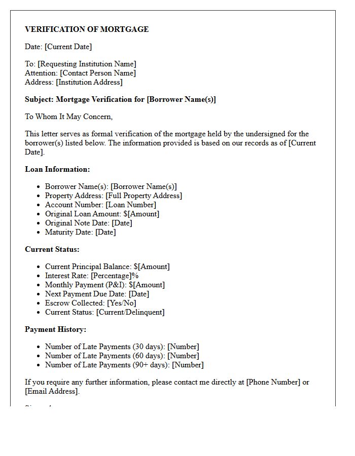 Private Lender Verification Of Mortgage Letter