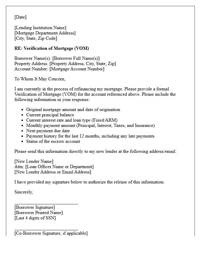 Refinance Verification Of Mortgage Letter