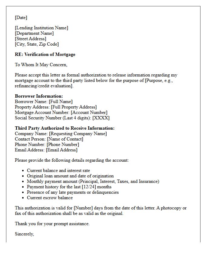 Third-Party Verification Of Mortgage Letter