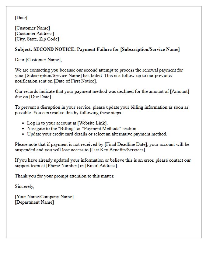 Failed Renewal Transaction Second Warning Letter