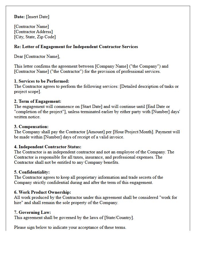 Independent Contractor Active Engagement Letter