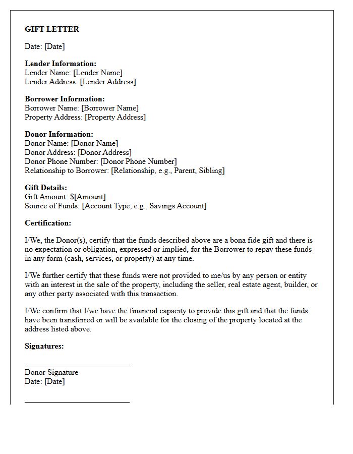 FHA Mortgage Verification Of Gift Funds Letter
