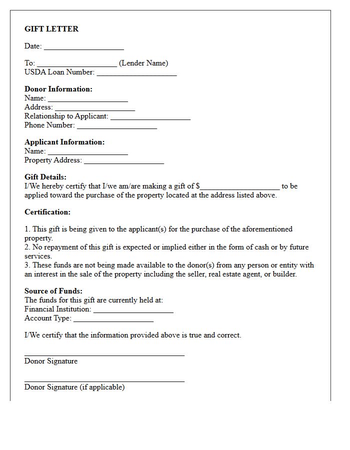 USDA Loan Verification Of Gift Funds Letter