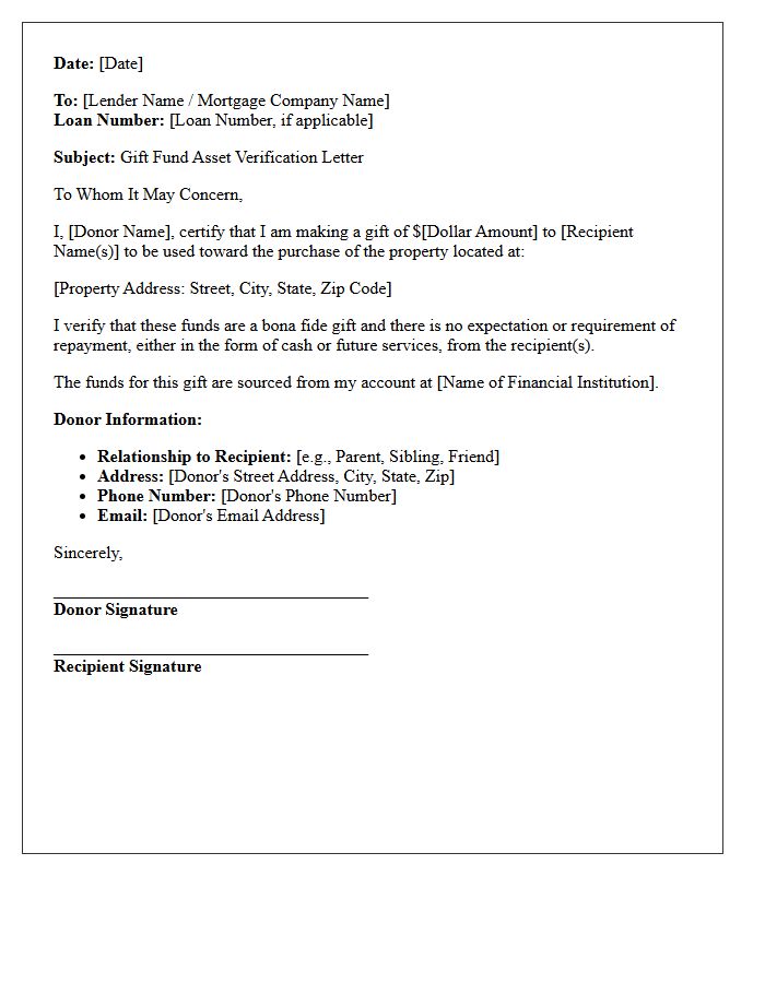 Gift Fund Asset Verification Letter