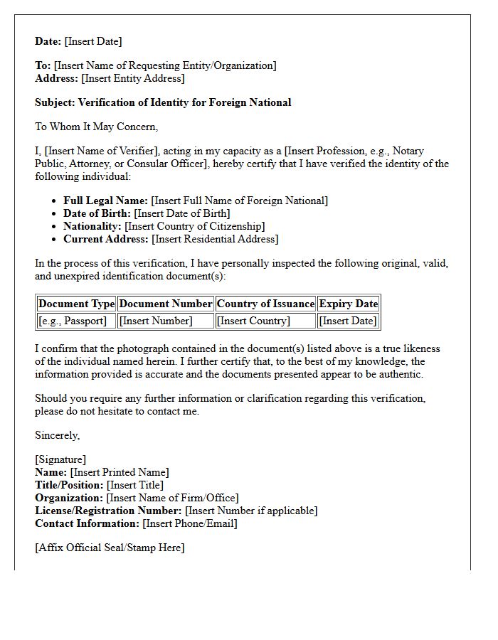 Foreign National Verification Of Identity Letter