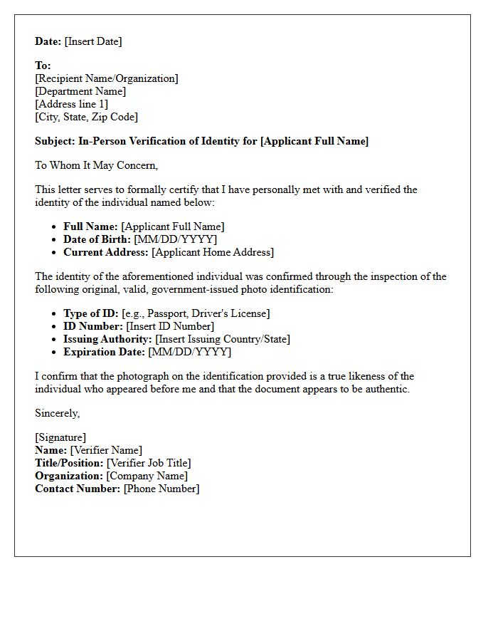 In-Person Verification Of Identity Letter