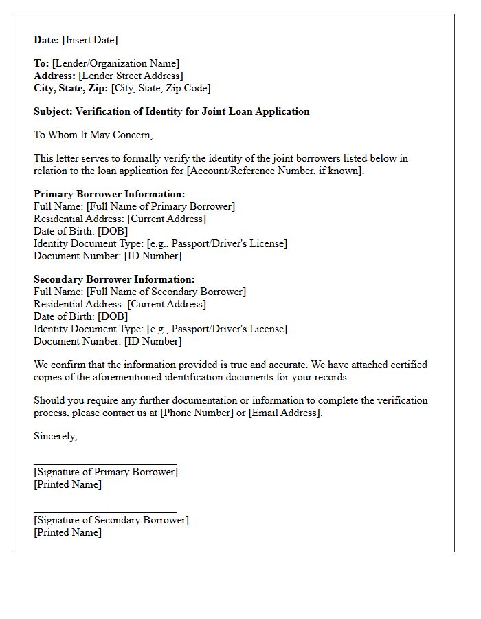 Joint Borrower Verification Of Identity Letter