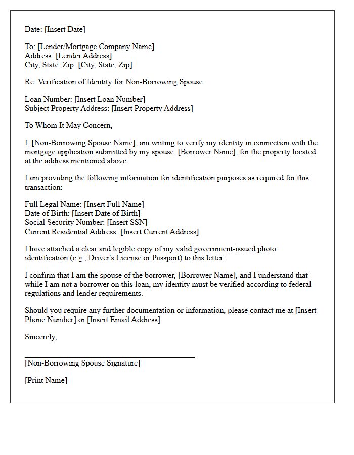 Non-Borrowing Spouse Verification Of Identity Letter