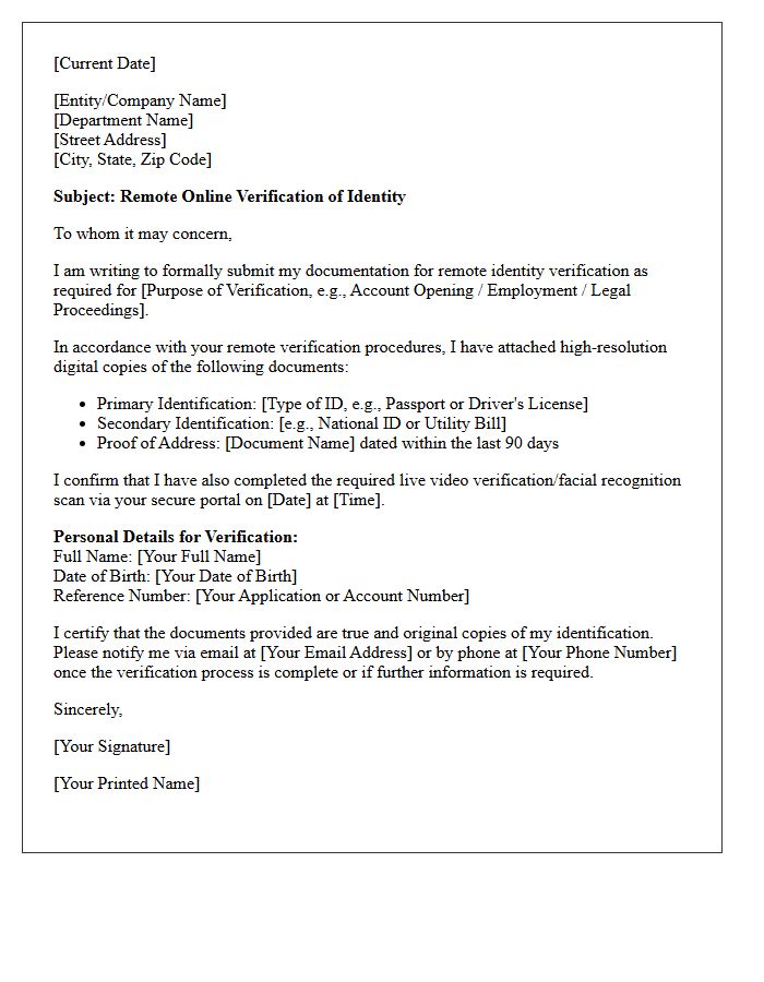 Remote Online Verification Of Identity Letter