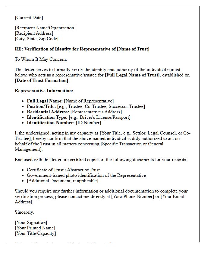 Trust Representative Verification Of Identity Letter